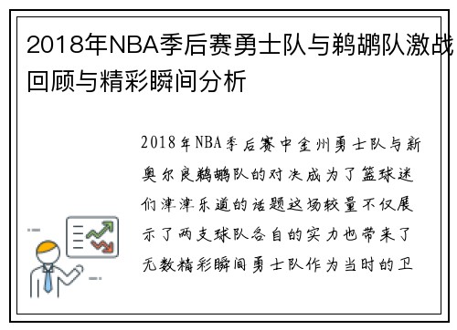 2018年NBA季后赛勇士队与鹈鹕队激战回顾与精彩瞬间分析